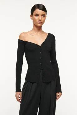 Knits|Tops<STAUD CRAFTSMAN SWEATER BLACK