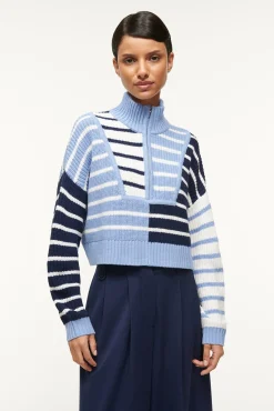 Knits<STAUD CROPPED HAMPTON SWEATER  ADRIATIC STRIPE ADRIATICSTRIPE