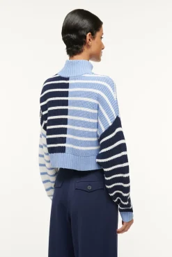 Knits<STAUD CROPPED HAMPTON SWEATER ADRIATIC STRIPE ADRIATICSTRIPE