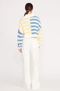 Knits<STAUD CROPPED HAMPTON SWEATER  BUTTERCUP SEASHORE STRIPE BUTTERCUPSEASHORESTRIPE