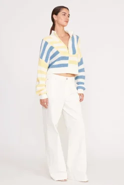 Knits<STAUD CROPPED HAMPTON SWEATER  BUTTERCUP SEASHORE STRIPE BUTTERCUPSEASHORESTRIPE