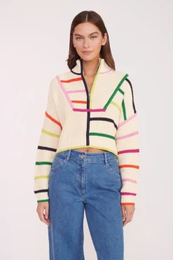 Knits<STAUD CROPPED HAMPTON SWEATER  CREAM RAINBOW MULTI CREAMRAINBOWMULTI