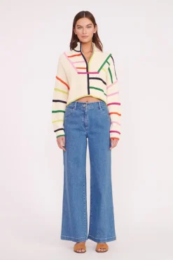 Knits<STAUD CROPPED HAMPTON SWEATER  CREAM RAINBOW MULTI CREAMRAINBOWMULTI