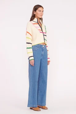 Knits<STAUD CROPPED HAMPTON SWEATER  CREAM RAINBOW MULTI CREAMRAINBOWMULTI
