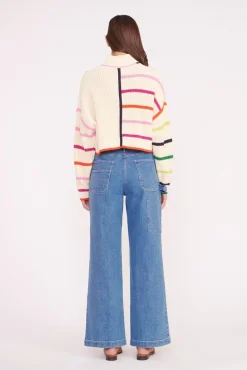 Knits<STAUD CROPPED HAMPTON SWEATER  CREAM RAINBOW MULTI CREAMRAINBOWMULTI