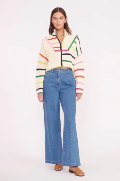 Knits<STAUD CROPPED HAMPTON SWEATER  CREAM RAINBOW MULTI CREAMRAINBOWMULTI