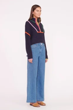 Best Sellers|Knits<STAUD CROPPED HAMPTON SWEATER NAVY MULTI NAVYMULTI