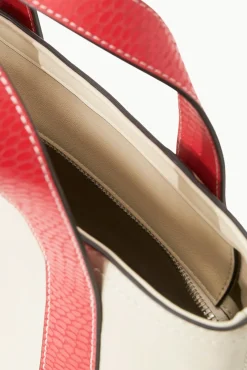 Pet Handbags|Custom Handbags<STAUD CUSTOM MONOGRAM ALLORA MINI TOTE  CREAM RED ROSE CREAMREDROSE