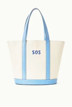 Totes|Pet Handbags<STAUD CUSTOM MONOGRAM ALLORA TOTE  CREAM BLUE CREAMSTAUDBLUE