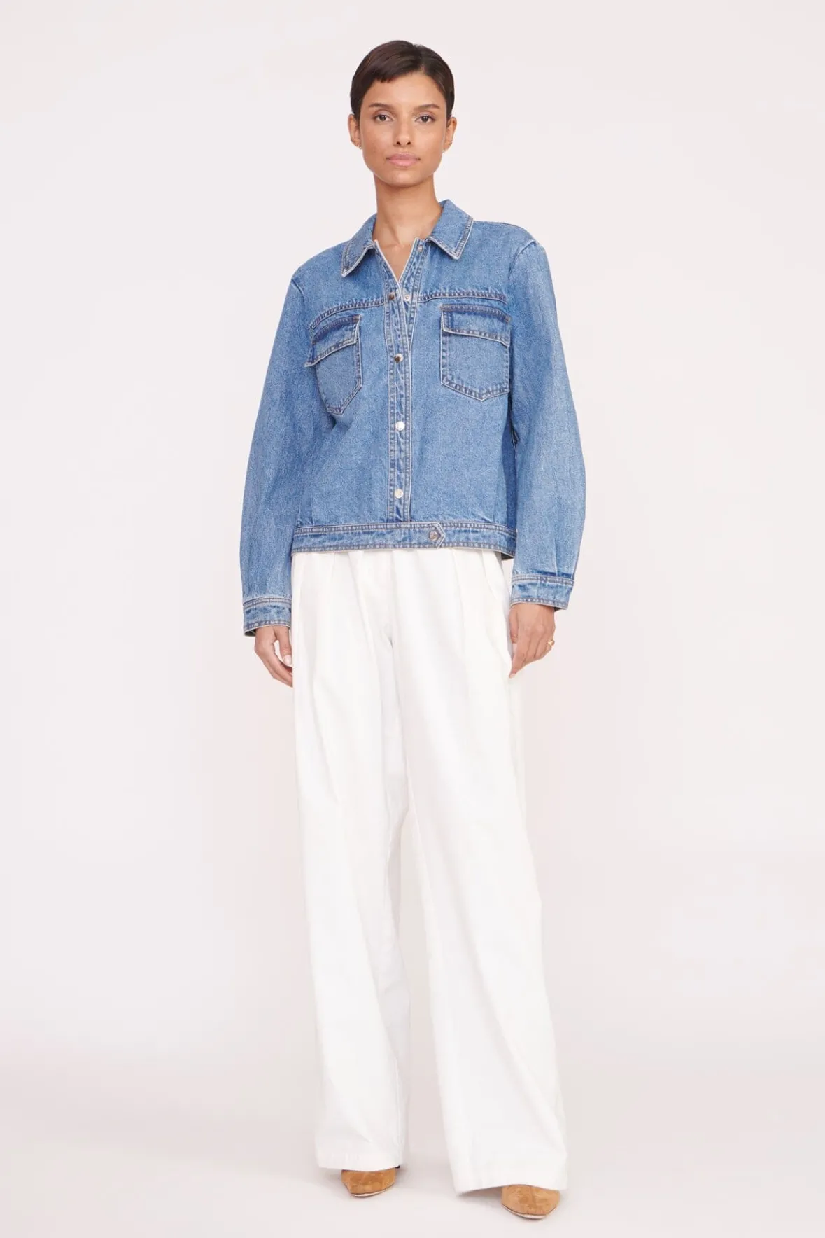 Pet Ready To Wear|Outerwear & Jackets<STAUD CUSTOM x C.BONZ OVERSIZED RYAN DENIM JACKET MEDIUM WASH MEDIUMWASH