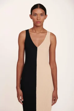 Dresses<STAUD DANA DRESS  BUFF BLACK BUFFBLACK