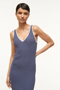 Knits|Dresses<STAUD DANA DRESS  NAVY MICRO STRIPE NAVYMICROSTRIPE