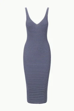 Knits|Dresses<STAUD DANA DRESS  NAVY MICRO STRIPE NAVYMICROSTRIPE