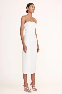 Dresses<STAUD DANIELA DRESS   WHITE