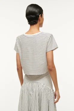 Essentials|Tops<STAUD DEAN T-SHIRT IVORY MICRO STRIPE IVORYMICROSTRIPE