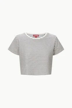 Essentials|Tops<STAUD DEAN T-SHIRT IVORY MICRO STRIPE IVORYMICROSTRIPE