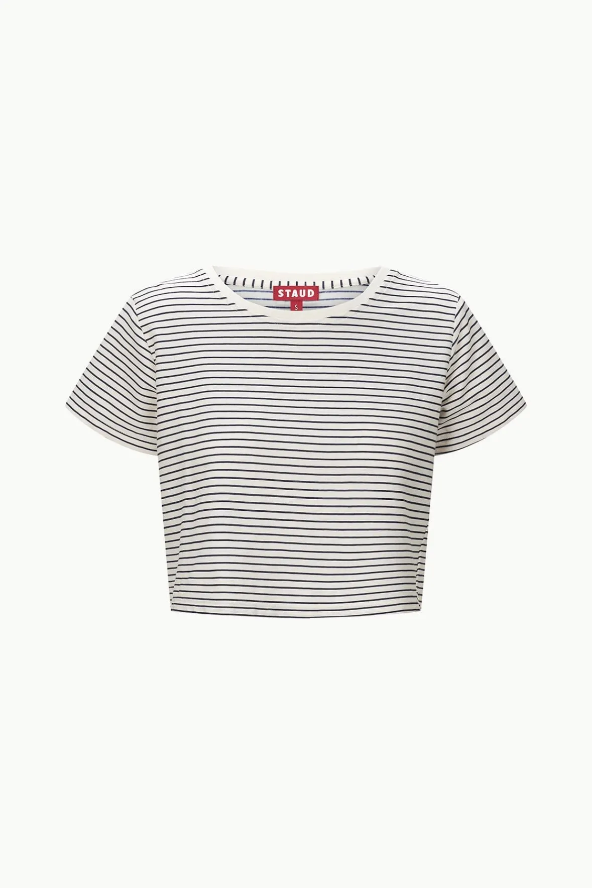Essentials|Tops<STAUD DEAN T-SHIRT IVORY MICRO STRIPE IVORYMICROSTRIPE