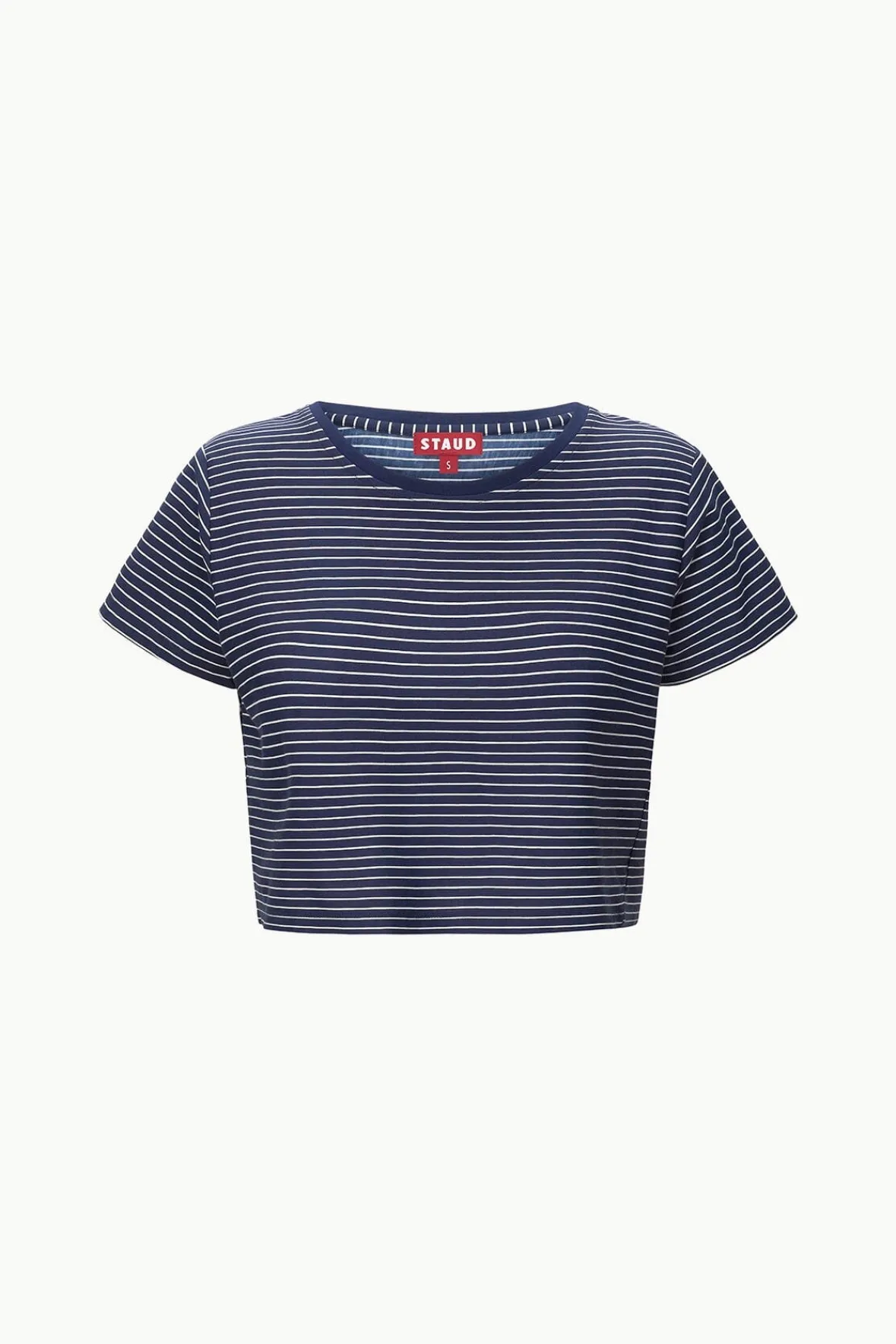 Essentials|Tops<STAUD DEAN T-SHIRT NAVY MICRO STRIPE NAVYMICROSTRIPE