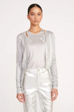 Knits<STAUD DEANNA CARDIGAN   SILVER