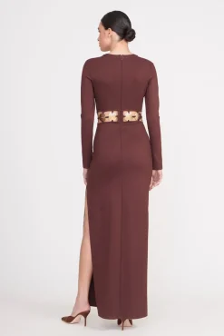 Dresses<STAUD DELPHINE DRESS DARK CHOCOLATE DARKCHOCOLATE