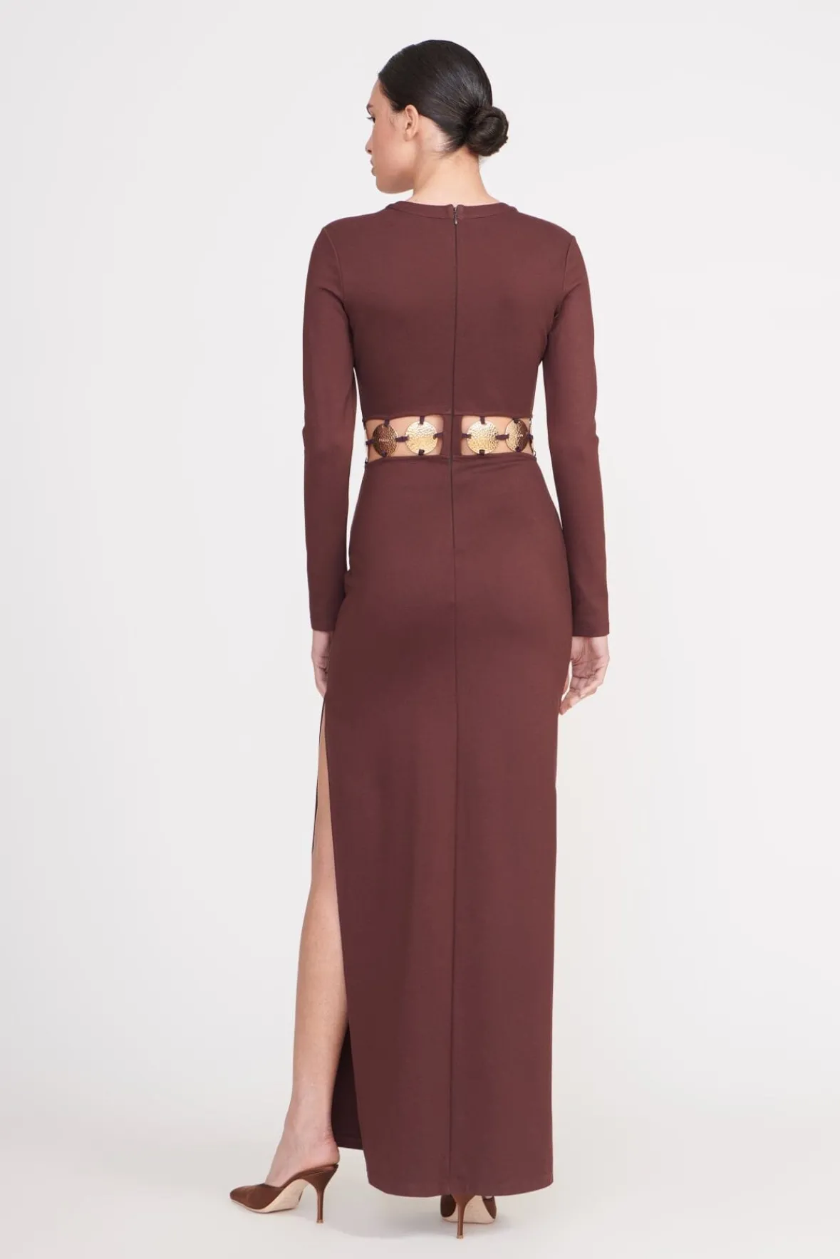 Dresses<STAUD DELPHINE DRESS DARK CHOCOLATE DARKCHOCOLATE