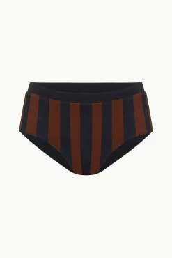 Bikinis<STAUD DEVON HIGH RISE BIKINI BOTTOM BLACK TAN SEASHORE STRIPE BLACKTANSEASHORESTRIPE