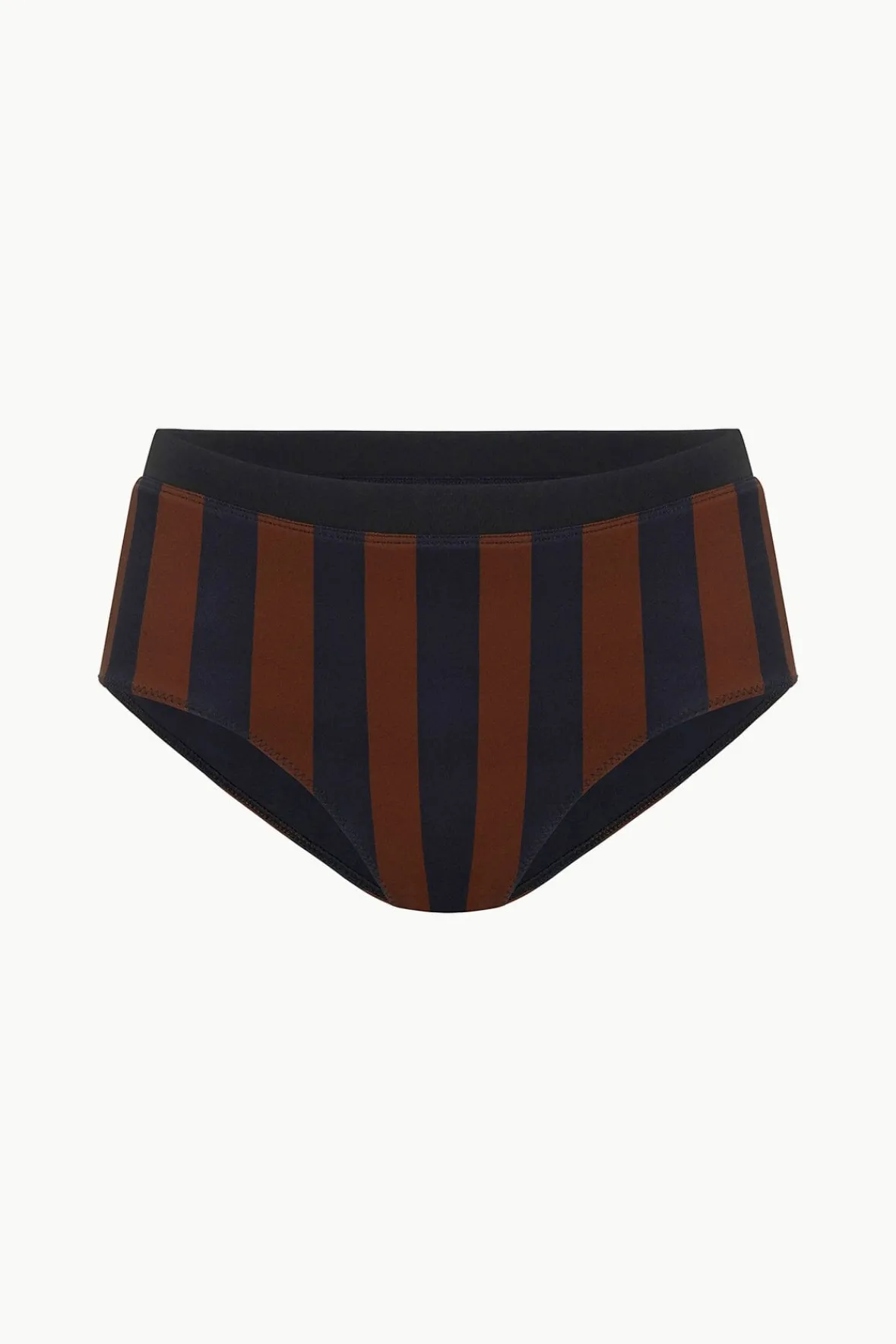 Bikinis<STAUD DEVON HIGH RISE BIKINI BOTTOM BLACK TAN SEASHORE STRIPE BLACKTANSEASHORESTRIPE