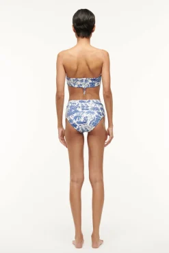 Bikinis<STAUD DEVON HIGH RISE BIKINI BOTTOM BLUE TOILE BLUETOILE