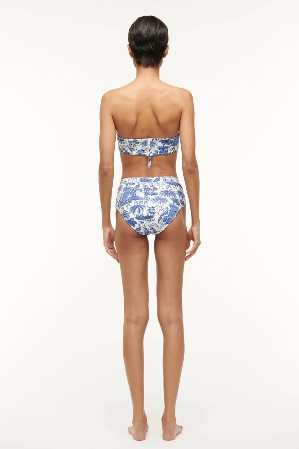 Bikinis<STAUD DEVON HIGH RISE BIKINI BOTTOM BLUE TOILE BLUETOILE