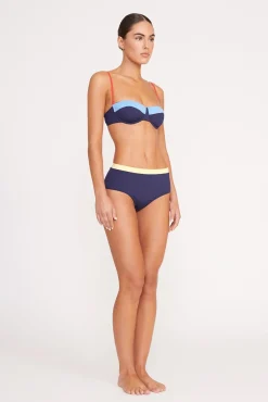 Bikinis<STAUD DEVON HIGH RISE BIKINI BOTTOM  NAVY COLORBLOCK NAVYCOLORBLOCK