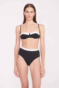 Bikinis<STAUD DEVON HIGH RISE BIKINI BOTTOM BLACK WHITE BLACKWHITE