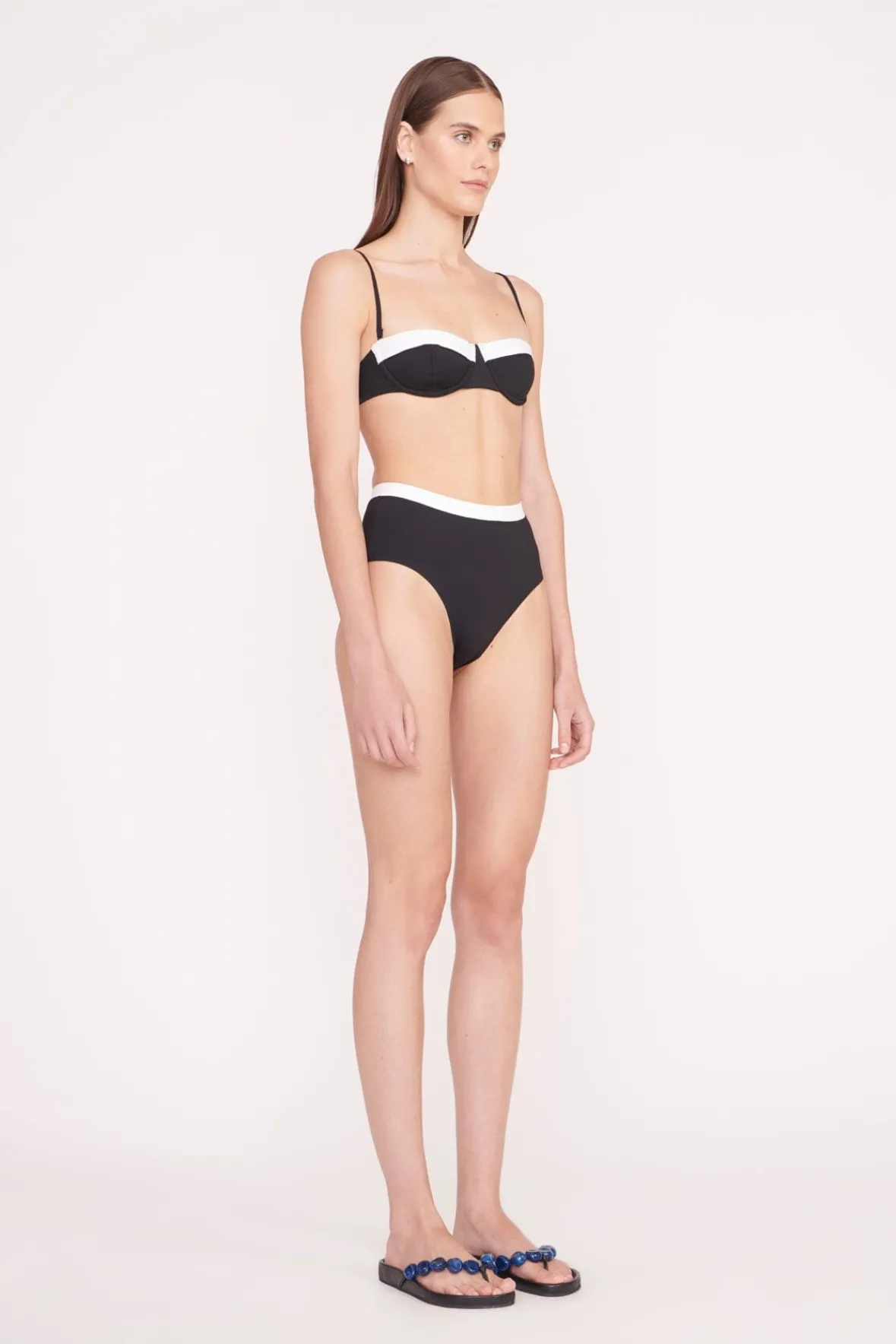 Bikinis<STAUD DEVON HIGH RISE BIKINI BOTTOM BLACK WHITE BLACKWHITE