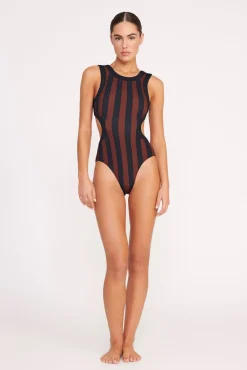 One Pieces<STAUD DOLCE ONE PIECE  BLACK TAN SEASHORE STRIPE BLACKTANSEASHORESTRIPE
