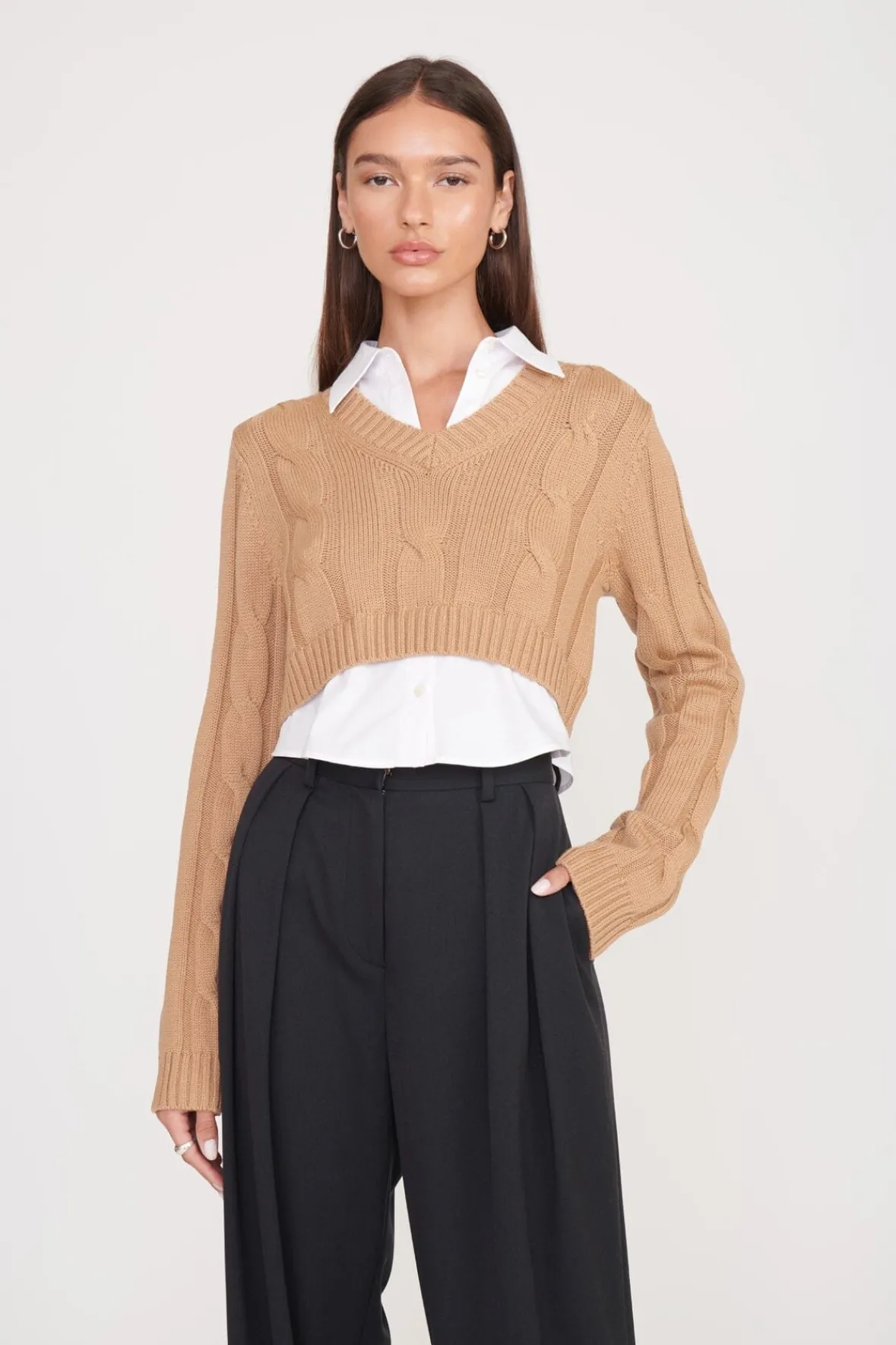 Knits<STAUD DUKE SWEATER CAMEL WHITE CAMELWHITE