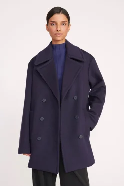 Outerwear & Jackets<STAUD ELORA PEACOAT   NAVY