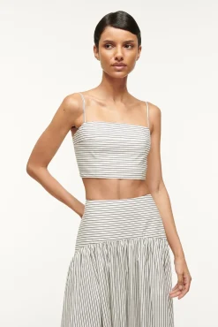 Tops|Poplin Shop<STAUD FEDERICO TOP IVORY MICRO STRIPE IVORYMICROSTRIPE