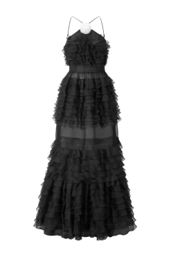 Dresses<STAUD FLORIAN DRESS   BLACK