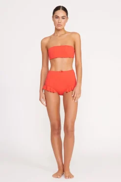 Bikinis<STAUD FLOURISH HIGH RISE BIKINI BOTTOM RED ROSE REDROSE