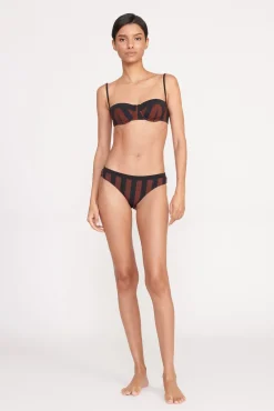 Bikinis<STAUD GEMMA BIKINI BOTTOM  BLACK TAN SEASHORE STRIPE BLACKTANSEASHORESTRIPE
