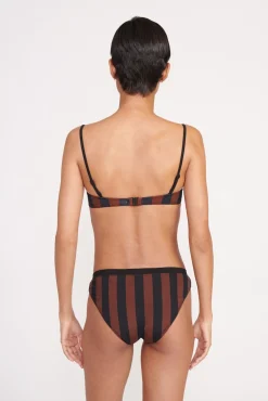 Bikinis<STAUD GEMMA BIKINI BOTTOM  BLACK TAN SEASHORE STRIPE BLACKTANSEASHORESTRIPE