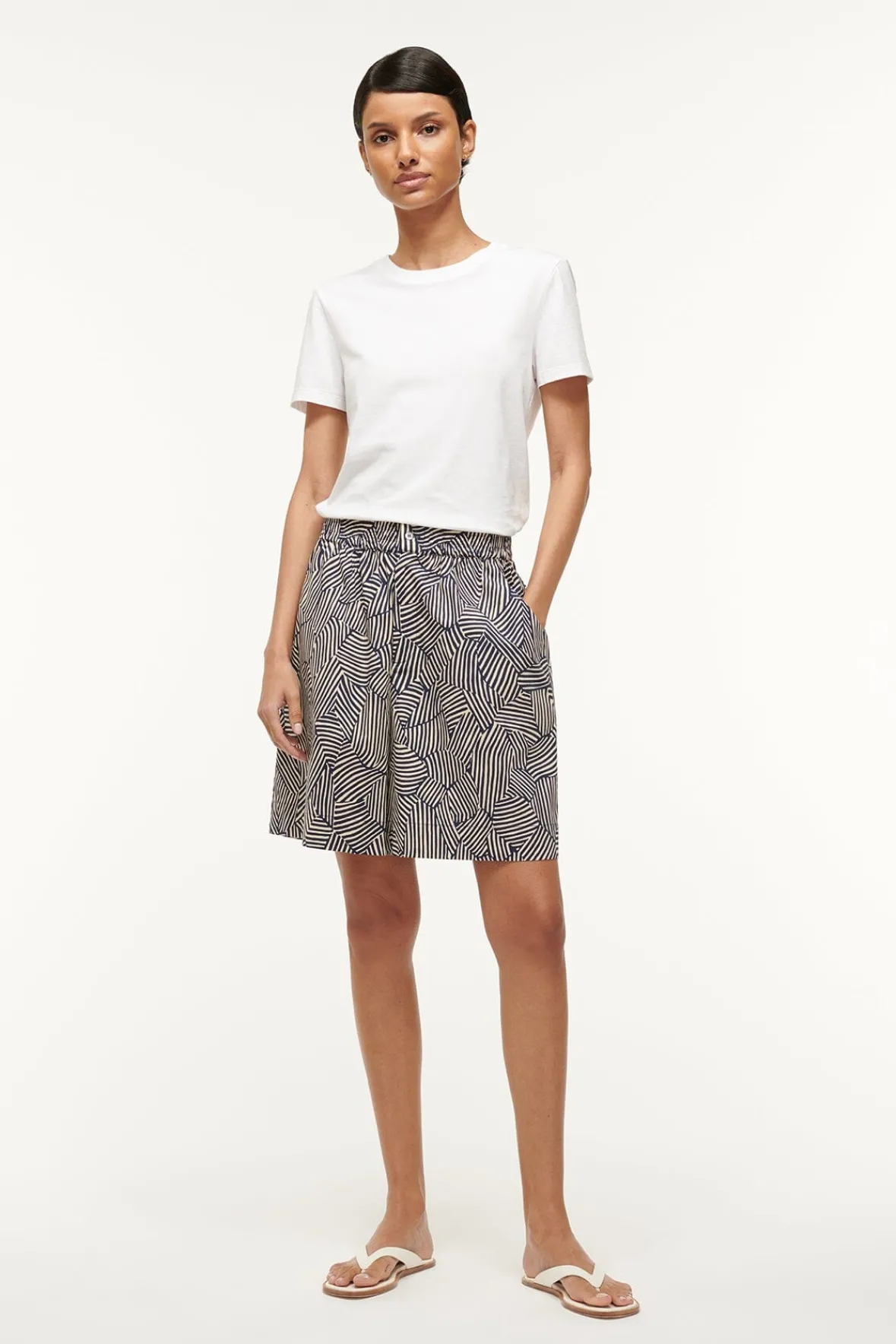 Pants & Shorts<STAUD GENNY SHORT NAVY MOSAIC NAVYMOSAIC