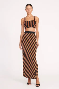 Skirts<STAUD GIOVANNI SKIRT BLACK TAN SEASHORE STRIPE BLACKTANSEASHORESTRIPE