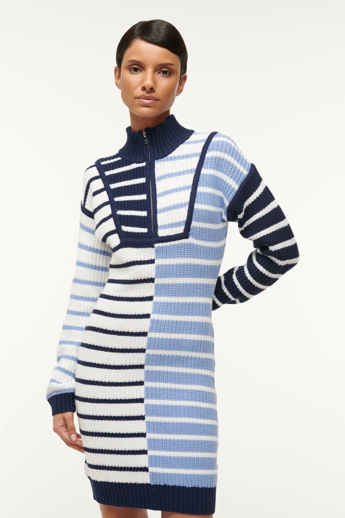 Knits|Dresses<STAUD HAMPTON MINI DRESS ADRIATIC STRIPE ADRIATICSTRIPE