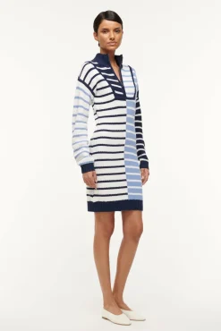 Knits|Dresses<STAUD HAMPTON MINI DRESS ADRIATIC STRIPE ADRIATICSTRIPE