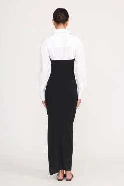 Dresses<STAUD HAZEL DRESS  BLACK WHITE BLACKWHITE