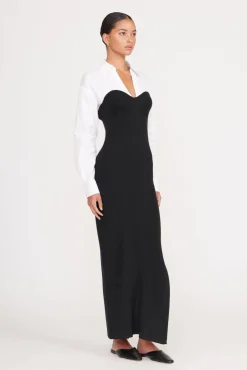 Dresses<STAUD HAZEL DRESS  BLACK WHITE BLACKWHITE