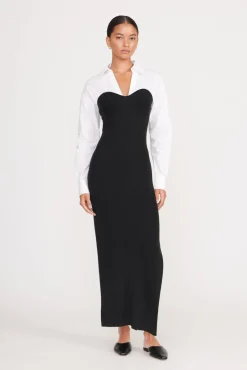 Dresses<STAUD HAZEL DRESS  BLACK WHITE BLACKWHITE