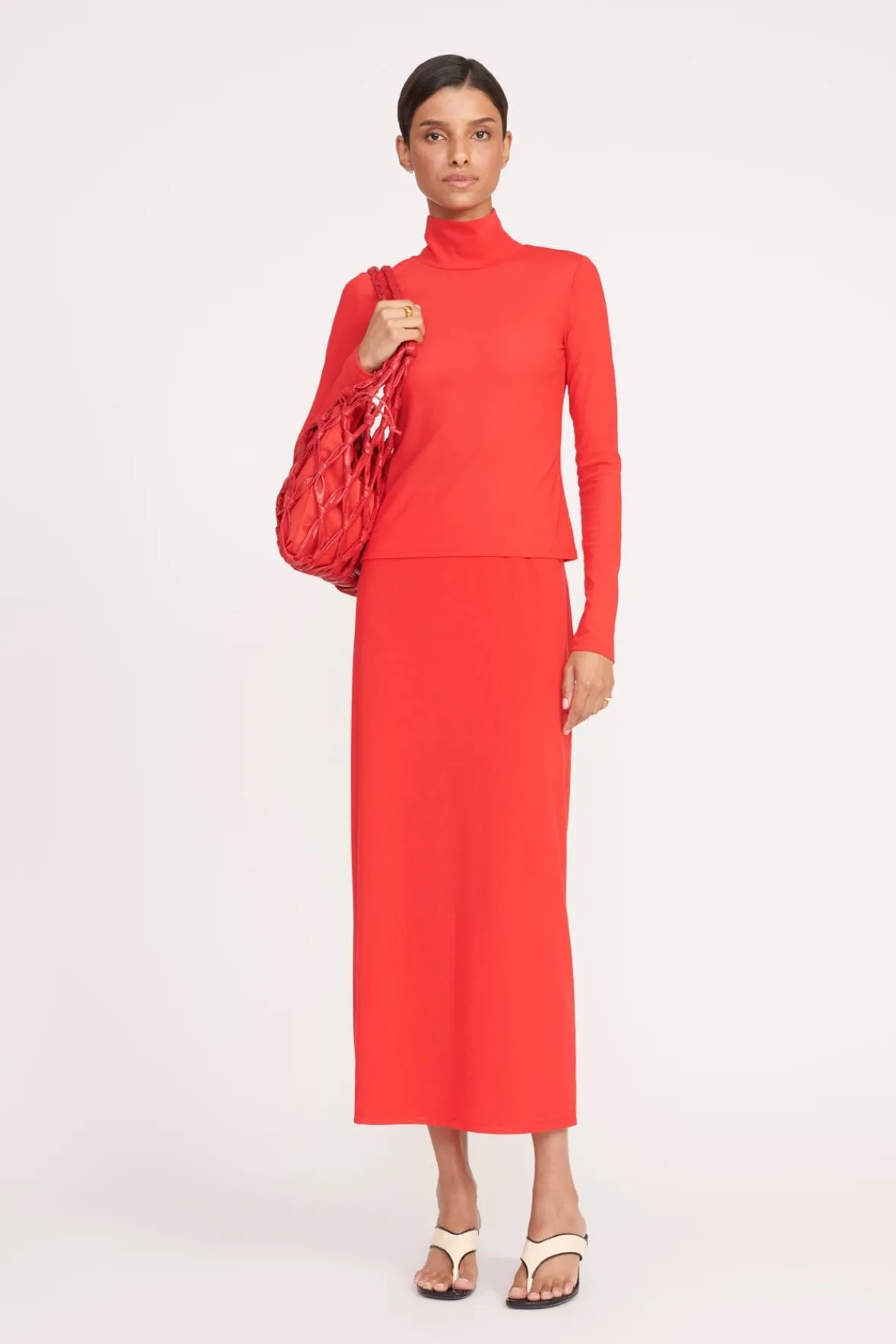 Tops<STAUD HELVIN TOP RED ROSE REDROSE