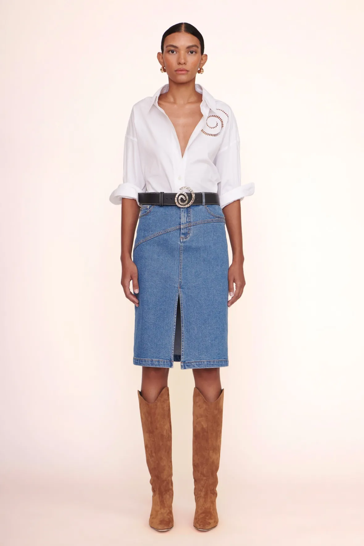 Denim<STAUD HUDSON SKIRT MEDIUM WASH MEDIUMWASH