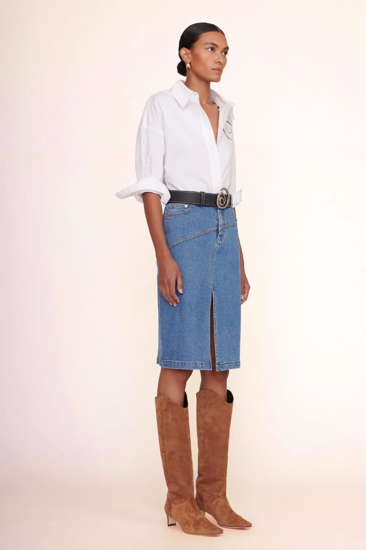 Denim<STAUD HUDSON SKIRT MEDIUM WASH MEDIUMWASH